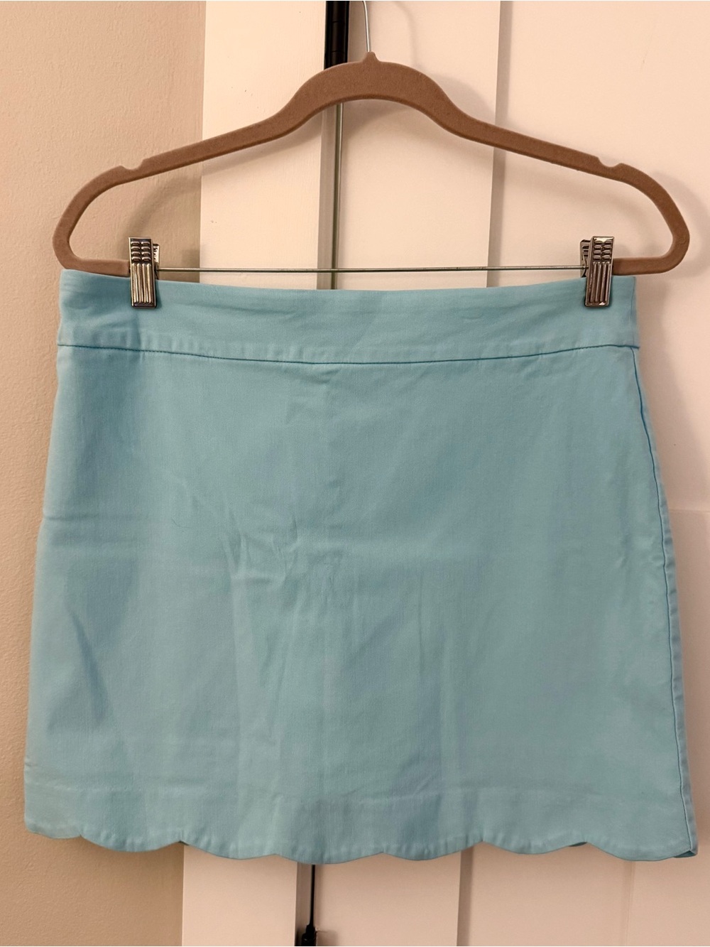 Coral Bay Scalloped Hem Stretch Twill Skort Robin Egg Blue Large Petite